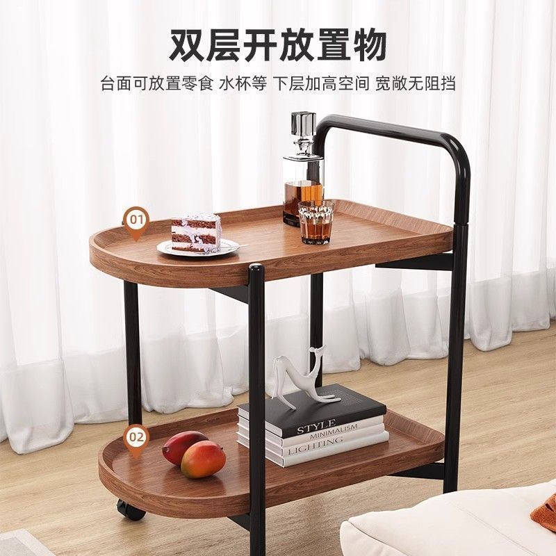 원목트롤리 2단 3단 우드 주방 카트 이동식 월넛 60X35 타원형 트롤리 - 상세 이미지 5