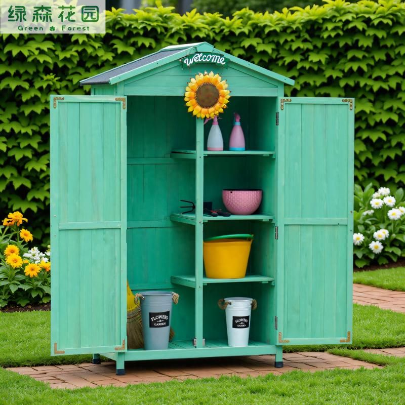 조립식 야외창고 농막 소형 공구 소형창고 야외 원목 보관함 브라운 51x46x157cm 창X 4 그리드 - 상세 이미지 2