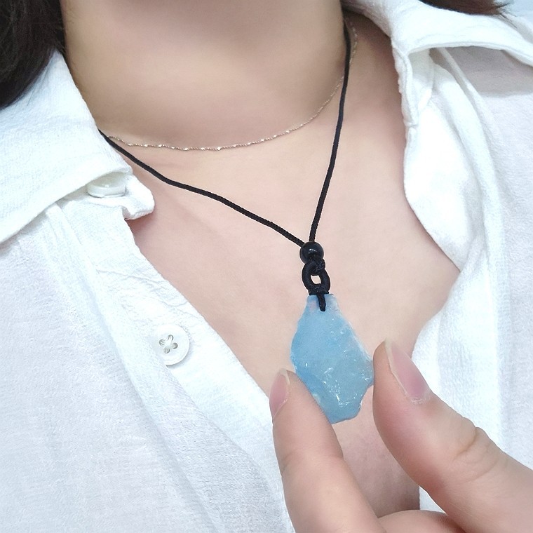 아쿠아마린 천연석 블루 팬던트 목걸이 기념품 선물 - 상품 이미지