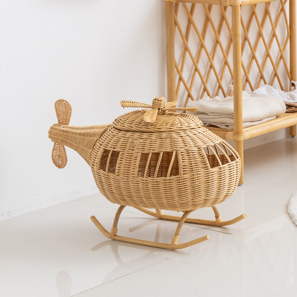 다다다 라탄수납함 원목소품 헬리콥터 장난감 인형 정리 수납 포토존 아이방