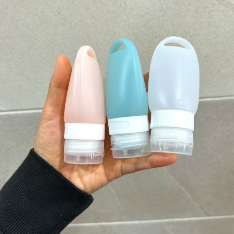 말랑 실리콘 소분용기 공병 고리형 40ml 여행용 휴대용기 - 메인 이미지