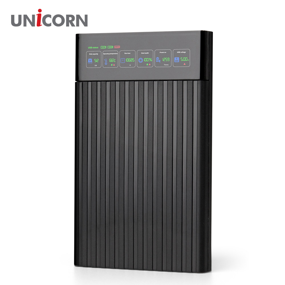 유니콘 스마트LCD 2.5인치 HDD SSD 외장하드케이스 USB3.2Gen1 A+C타입젠더 슬라이딩결합 HSD-L20 - 상세 이미지 4