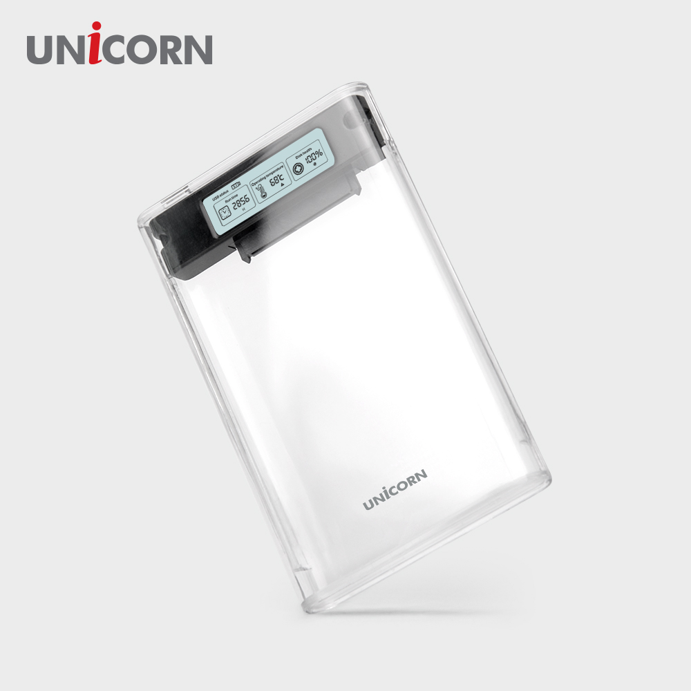 유니콘 스마트LCD 2.5인치 HDD SSD 투명외장하드케이스 USB3.2Gen1 A+C타입젠더 슬라이딩결합 HSD-L30 이미지 8