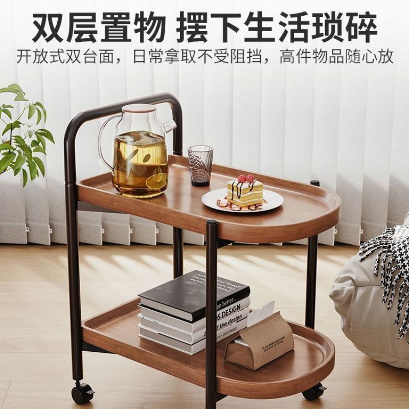 원목트롤리 2단 3단 우드 주방 카트 이동식 월넛 60X35 타원형 트롤리 - 상세 이미지 2