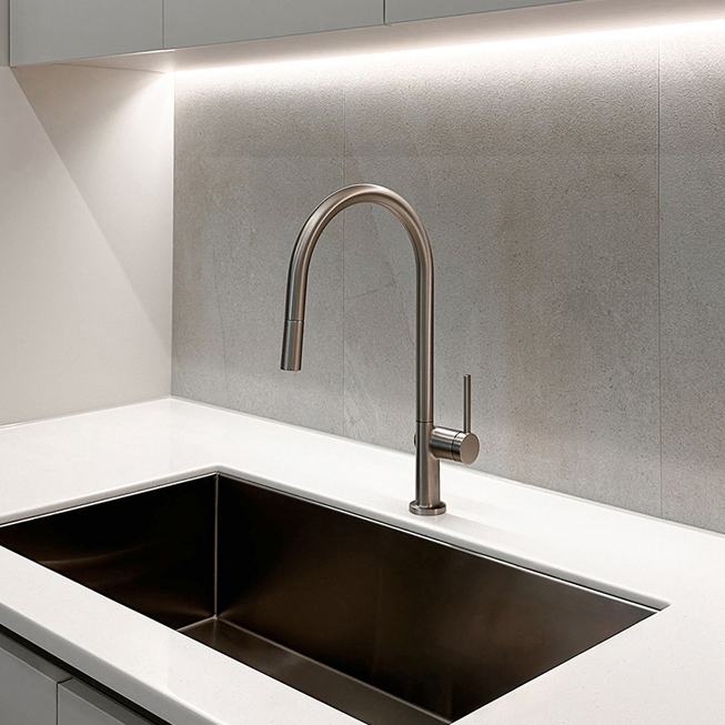 라우체 아르띠 U형 무광 니켈 주방 싱크수전 TM0028UN