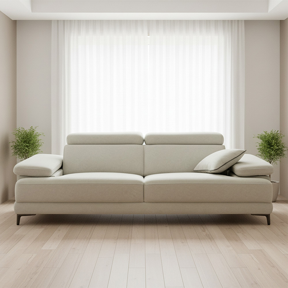 스코나 아드모 조야 아쿠아텍스 패브릭 이지클린 헤드틸팅 소파 스툴미포함, 연그레이, 3인용