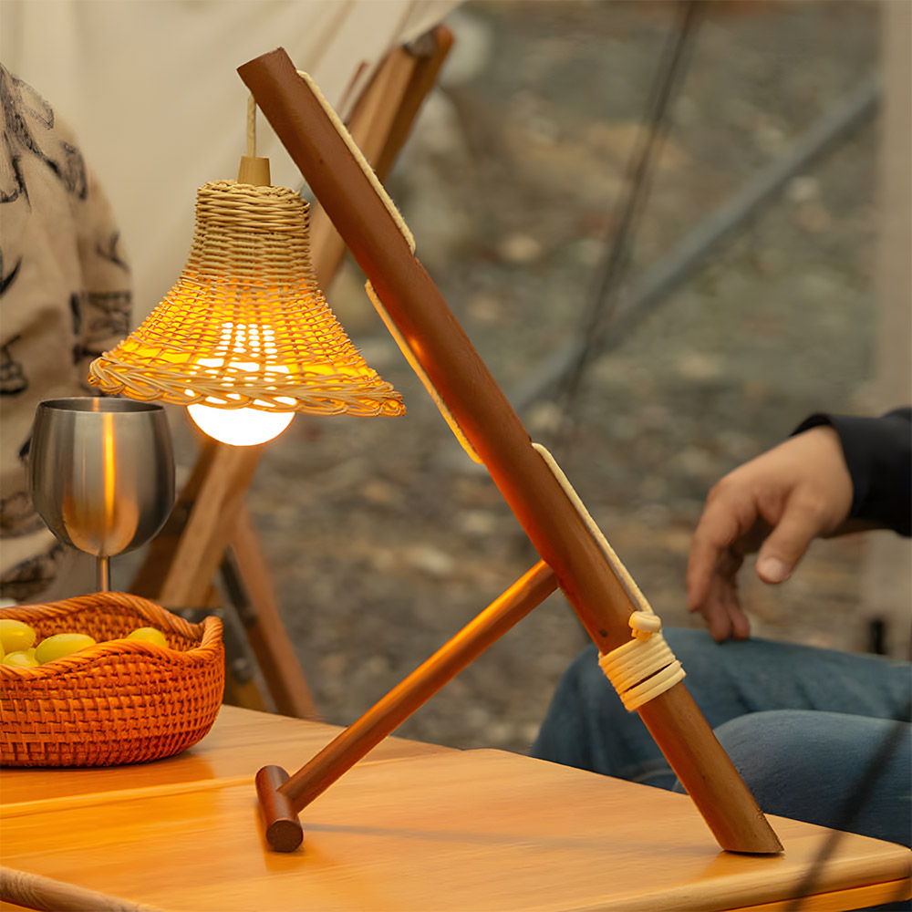우드 랜턴거치대 캠핑 테이블 조명거치대 조명걸이 행어 스텐드 전등갓 라탄 원목 감성소품
