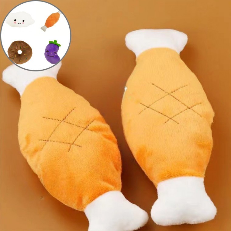 구름 닭다리 도넛 가지 강아지 고양이 삑삑이 장난감 - 메인 이미지
