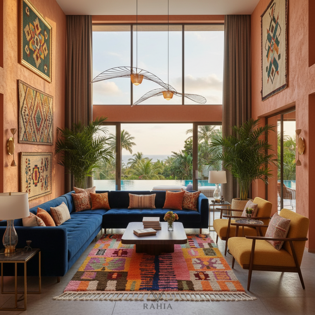 라히아 모로칸러그 모로코 양털러그 수제작 거실 카페트 기본, 120x180cm