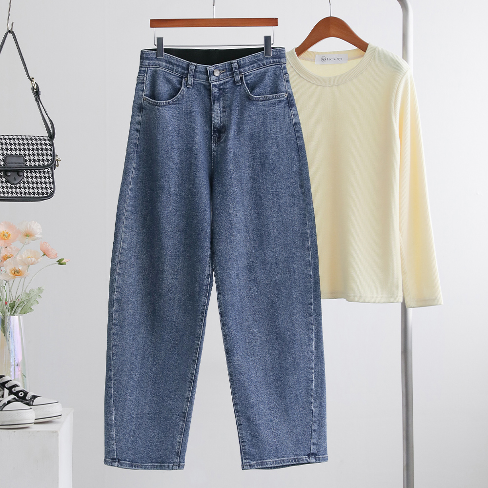 에디턴 히든밴딩 커브 세미 와이드 배기핏 데님 팬츠 - 상세 이미지 4