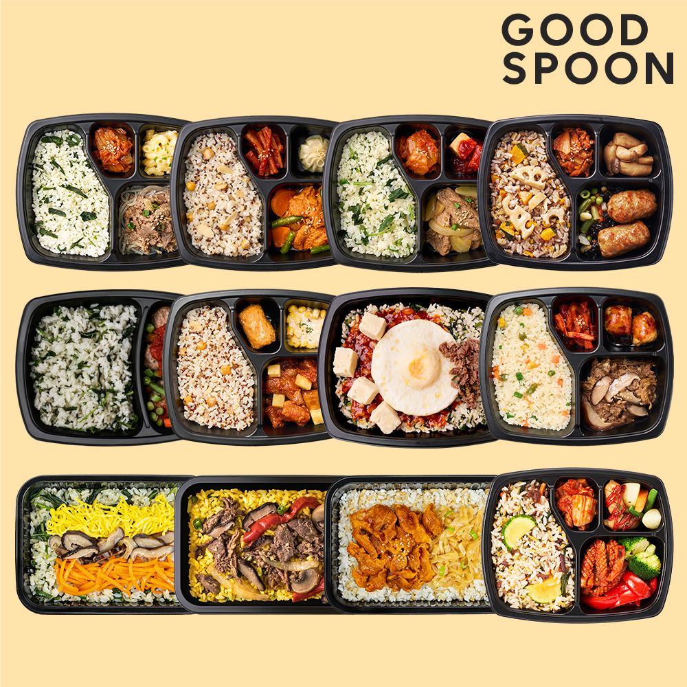 굿스푼 도시락 나물 비빔밥 12팩 맛있는 밥 반찬 건강한 영양 관리 음식 간편 식단 - 상품 이미지