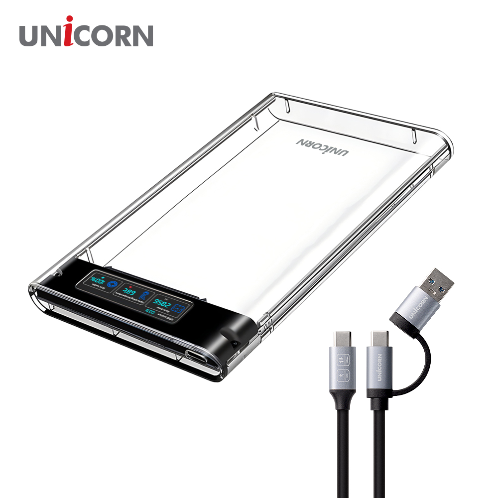 유니콘 스마트컬러LCD 2.5인치 HDD SSD 투명외장하드케이스 USB3.2Gen1 A+C타입젠더 슬라이딩결합 HSD-L40 - 상세 이미지 5