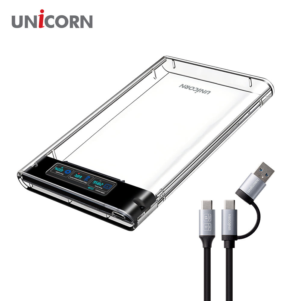 스마트컬러LCD 2.5인치 HDD SSD 투명외장하드케이스 USB3.2Gen1 A+C타입젠더 슬라이딩결합 HSD-L40 상세 이미지 5