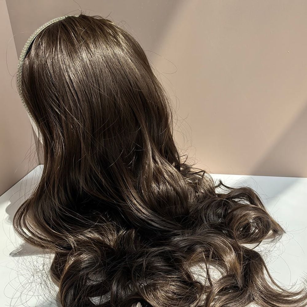 사진 촬영 소품 여성 긴머리 통가발 머리띠 세트 헤어 연장 여자 붙임 머리 - 상세 이미지 2