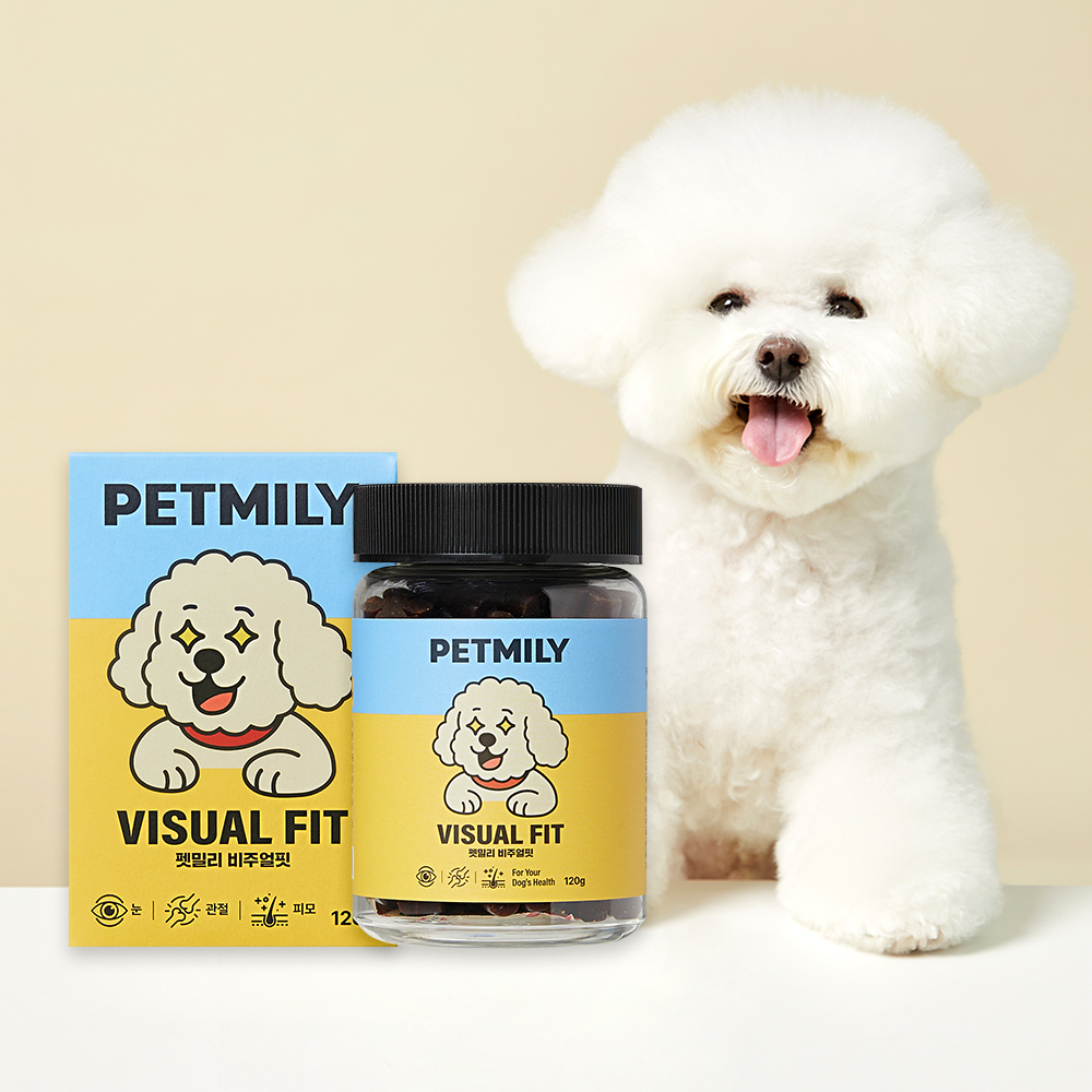 펫밀리 비주얼핏 강아지 종합 영양제 눈 피부 관절 눈물 60정, 1개