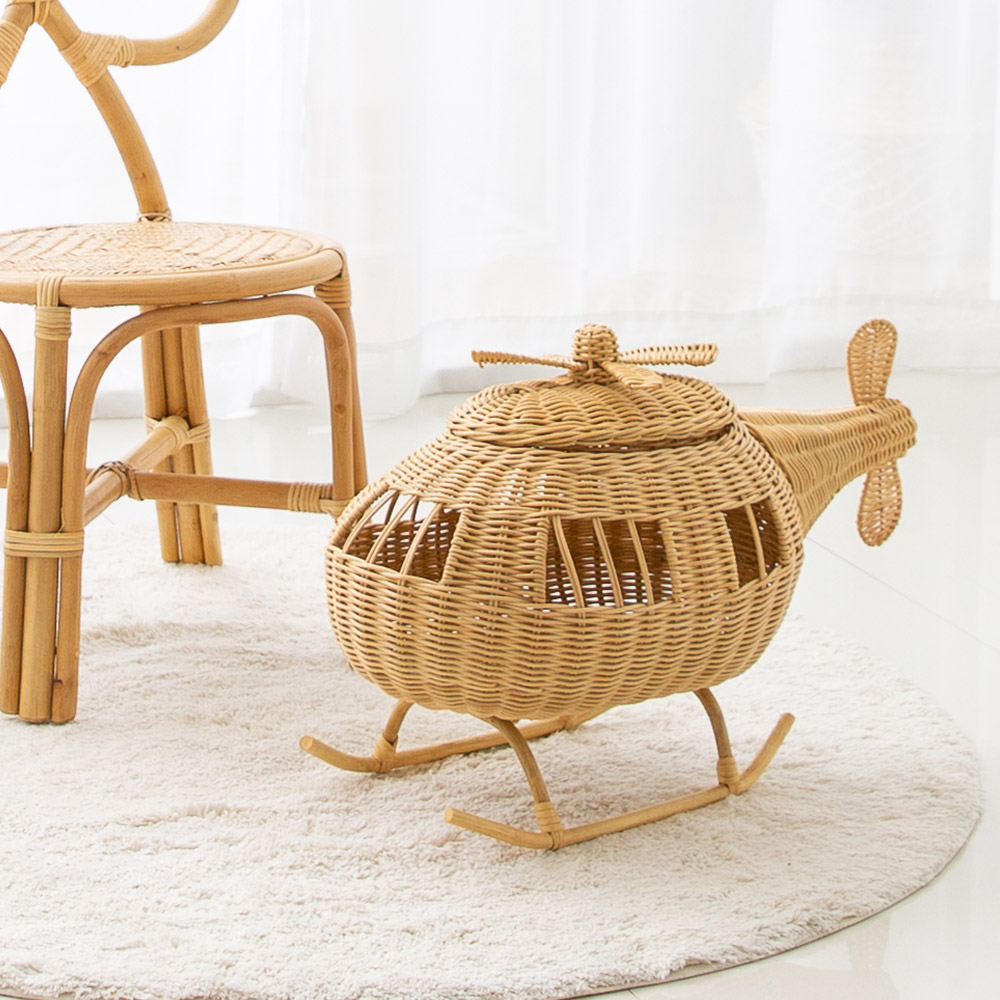 다다다 라탄수납함 원목소품 헬리콥터 장난감 인형 정리 수납 포토존 아이방