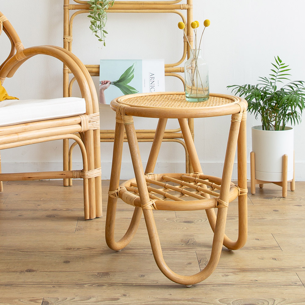 트레그 라탄 티테이블 원형 미니테이블 우드 쇼파 거실 침실 협탁 카페