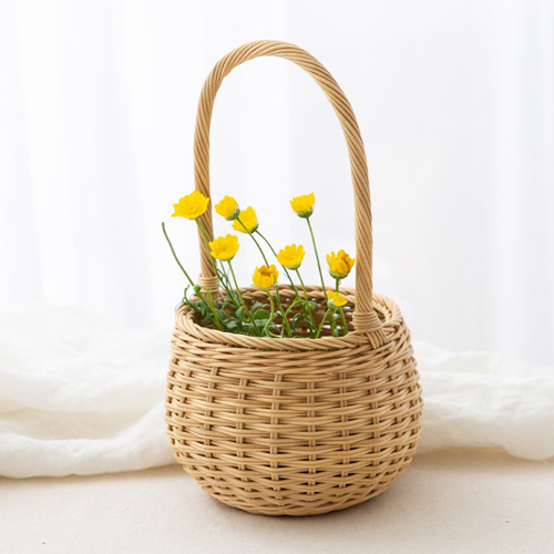 타샤 라탄바구니 미니 손잡이 수납 간식 피크닉바구니 소품 사탕 꽃 피크닉