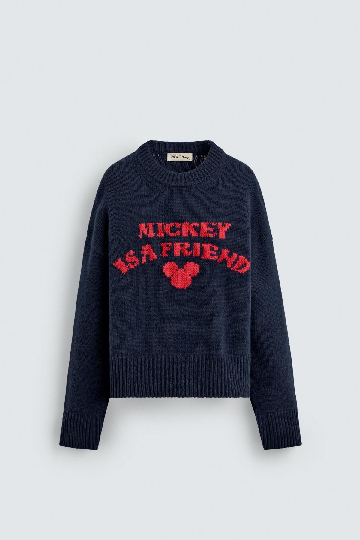 자라 미키 실루엣 텍스트 라운드넥 스웨터 X 해리 램버트 디즈니 0021/505 NAVY BLUE - 메인 이미지