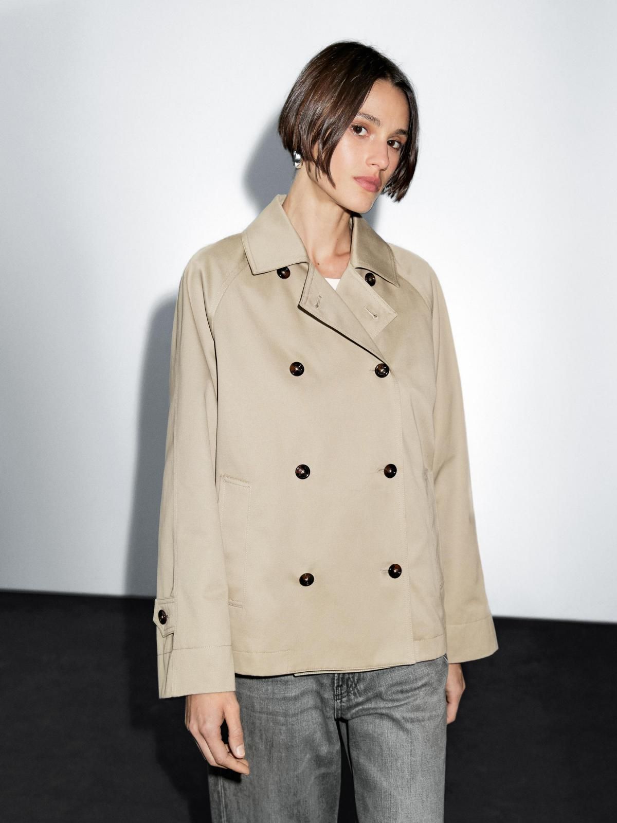 마시모두띠 코튼 베이직 더블버튼 숏 트렌치코트 6788/101 BEIGE - 상품 이미지