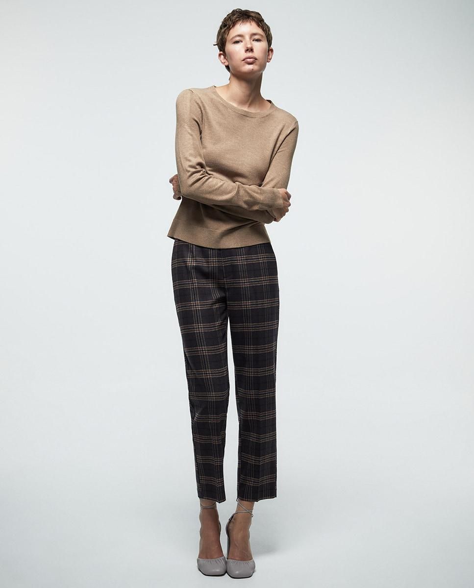 스페라 체크 슬림핏 테일러드 슬랙스 팬츠 58305106997 MARRON - 상세 이미지 2