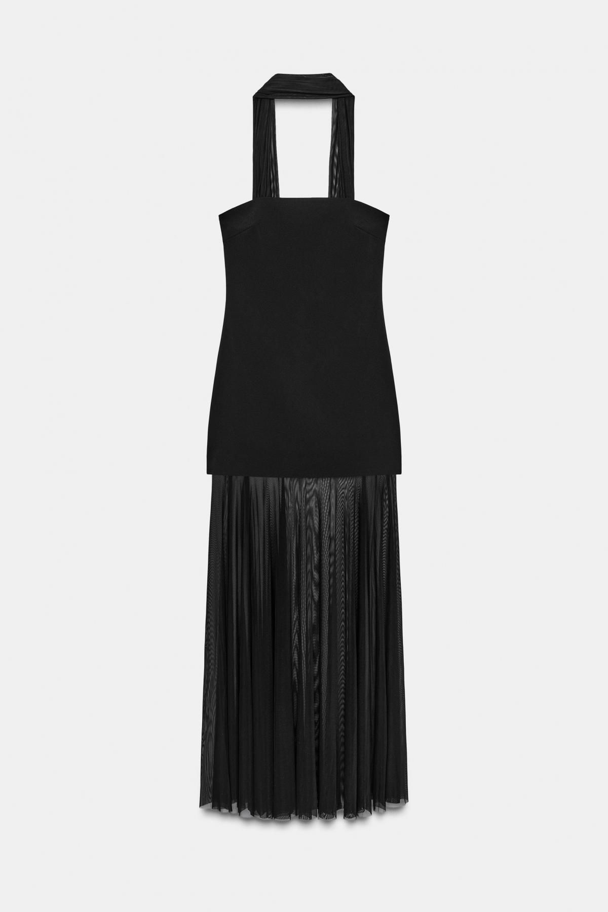 자라 테크니컬 시스루 미디 원피스 2180/238 BLACK - 메인 이미지