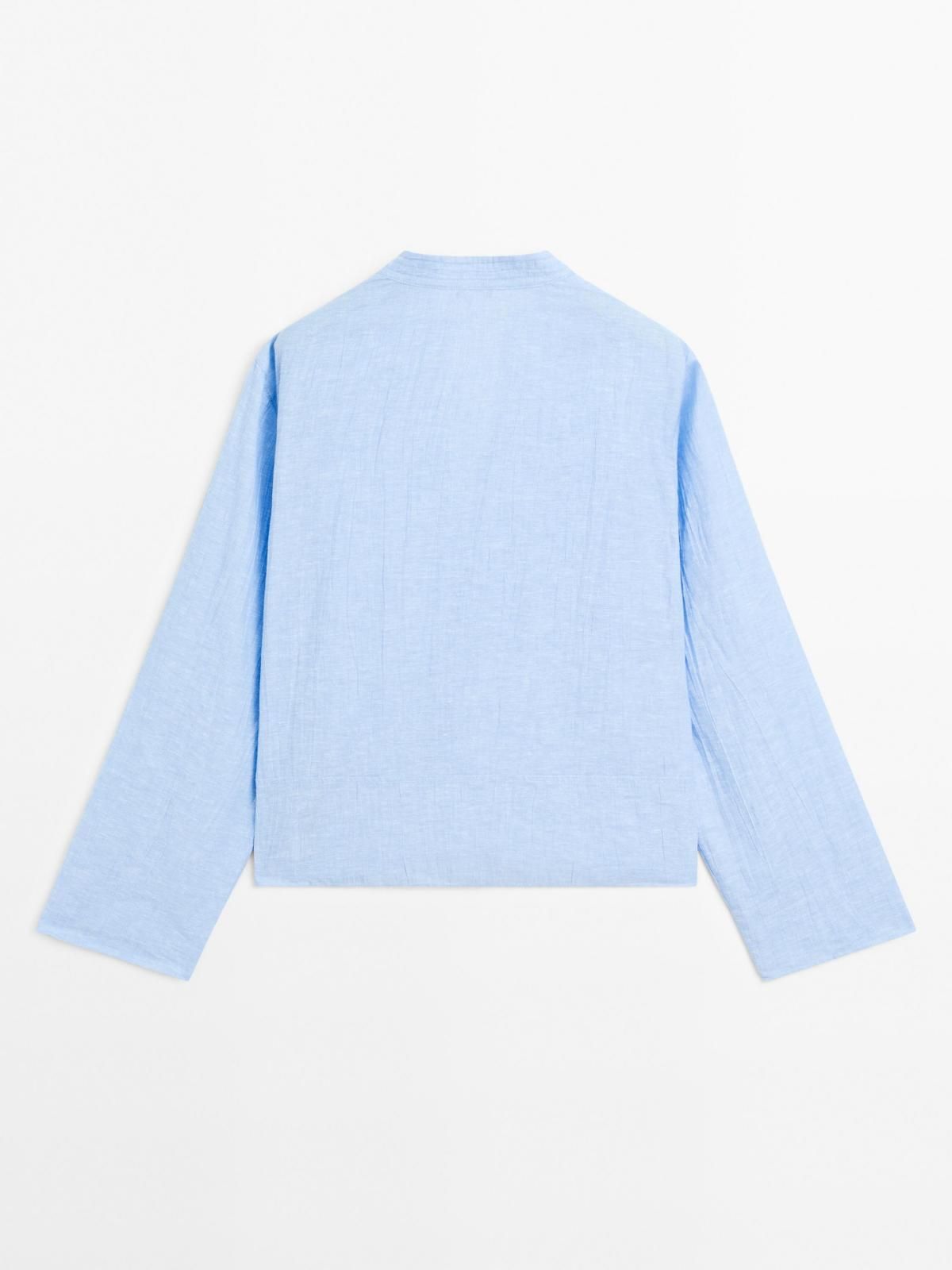 마시모두띠 오버핏 린넨 블렌드 브이넥 블라우스 5113/714 SKY BLUE - 상세 이미지 3