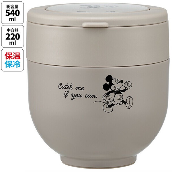 스케이터 미키마우스 로고 캐릭터 항균 접이식 핸들 스테인리스 돈부리 보온 보냉 도시락 540ml LDNO6AG - 주방·식기 - 하카타몰