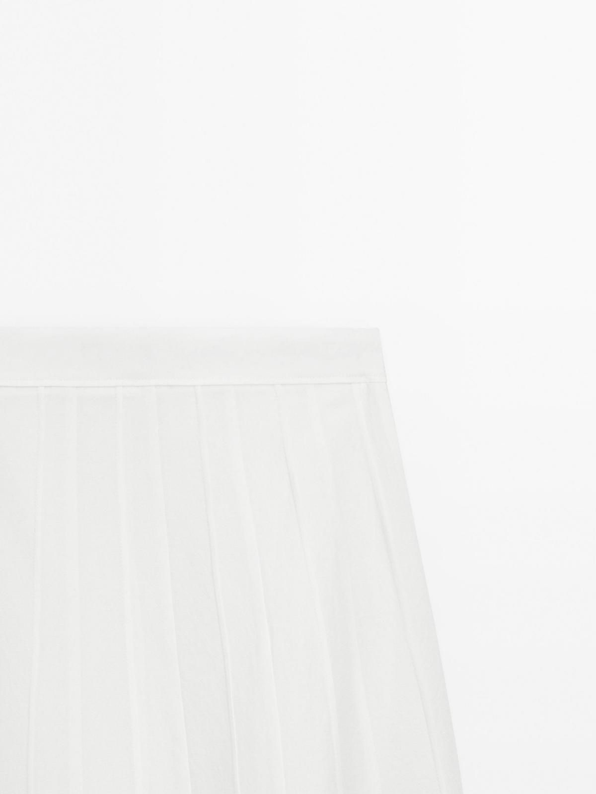 마시모두띠 화이트 심라인 고데트 플레어 미디 스커트 5217/530 WHITE - 상세 이미지 3