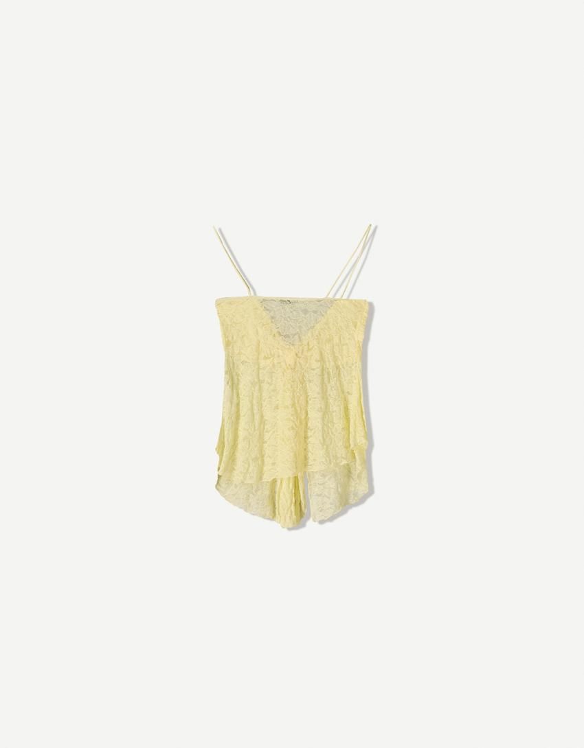 버쉬카 레이스 스트랩 민소매 캐미솔 탑 8688/360 YELLOW - 상세 이미지 5