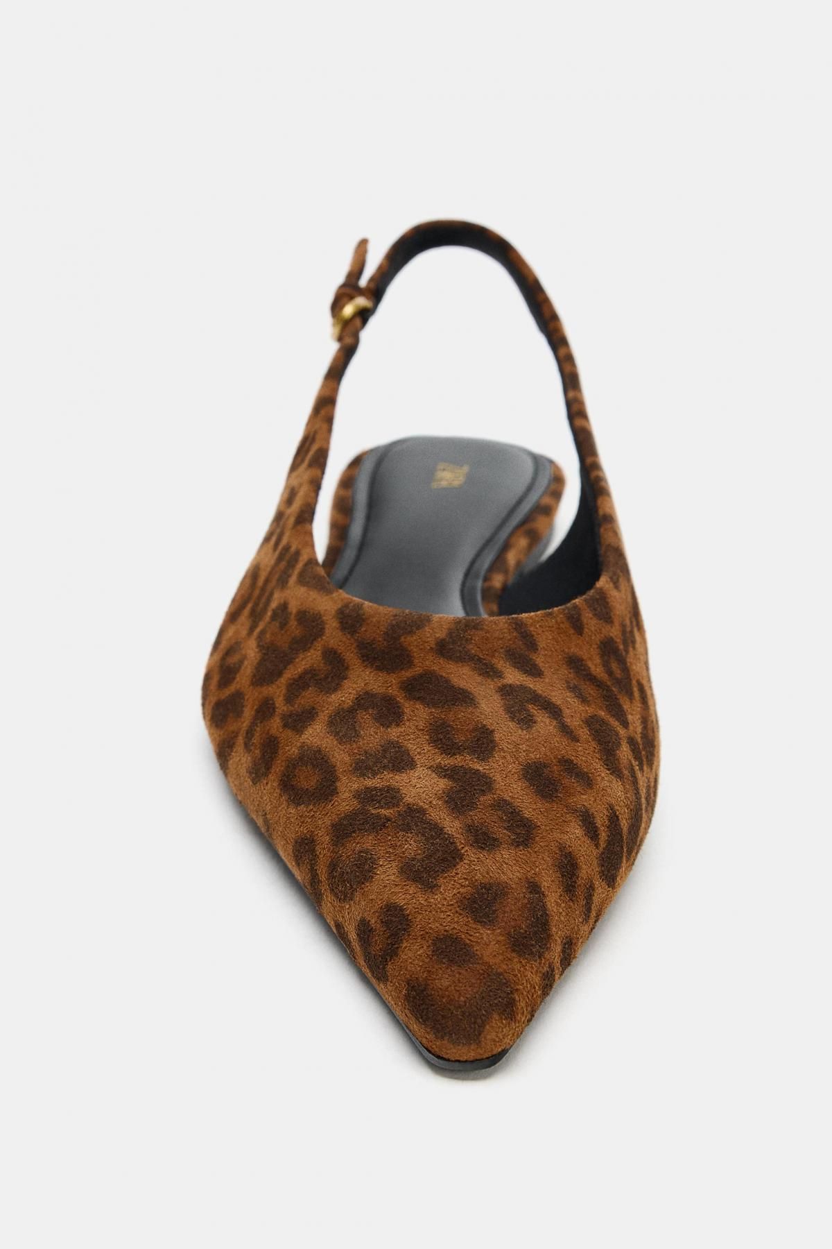 자라 애니멀 프린트 레더 슬링백 플랫슈즈 1555/610 LEOPARD - 상세 이미지 5
