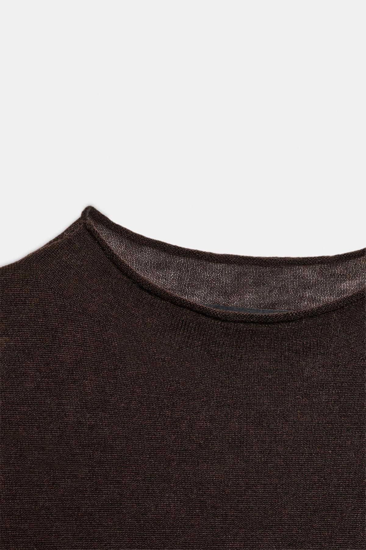 자라 프리미엄 하이넥 울 실크 니트 탑 9598/146 BROWN - 상세 이미지 5