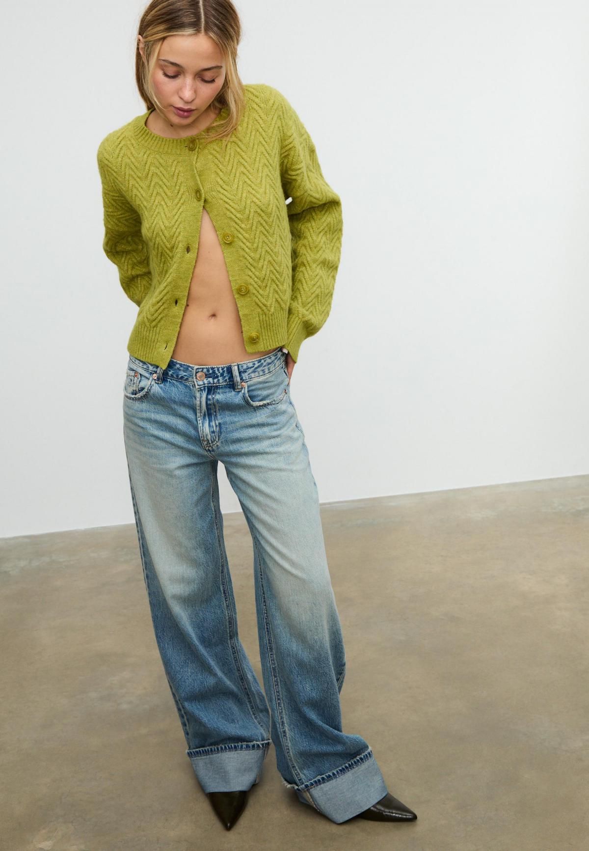 스트라디바리우스 케이블 니트 라운드넥 가디건 5098/412 OLIVE GREEN - 상세 이미지 5