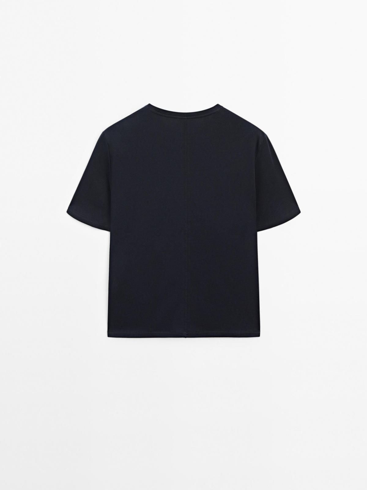 마시모두띠 백 심라인 미니멀 라운드넥 반팔 티셔츠 6830/935 NAVY BLUE - 상세 이미지 3