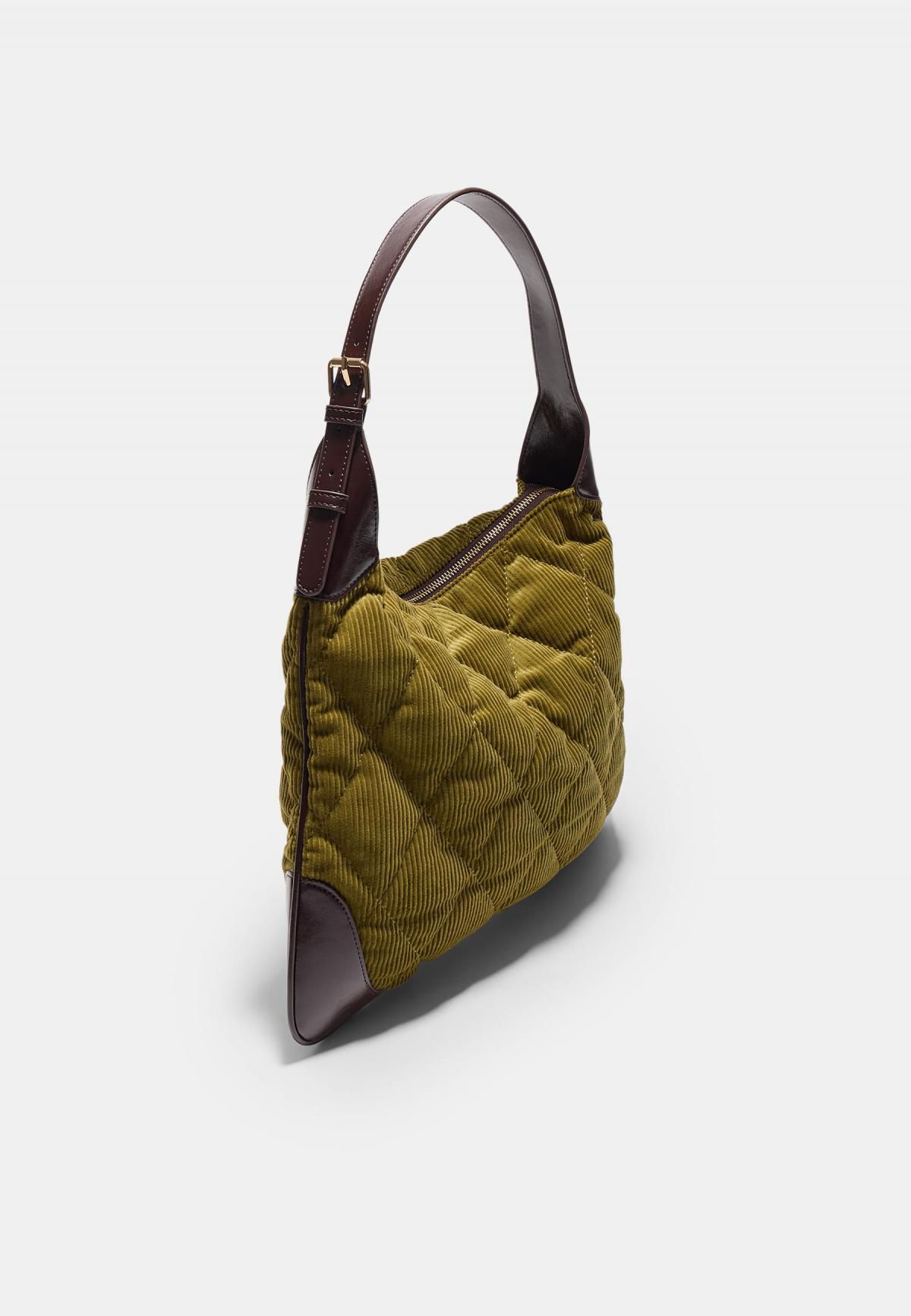 스트라디바리우스 퀼팅 배색 코듀로이 소프트 호보 숄더백 3680/911 OLIVE GREEN - 상세 이미지 2