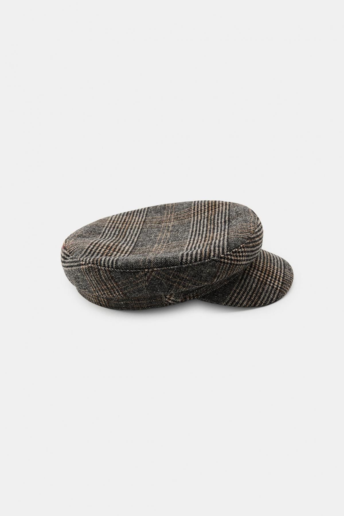 자라 클래식 체크 울 마린 캡 0653/279 GREY - 메인 이미지