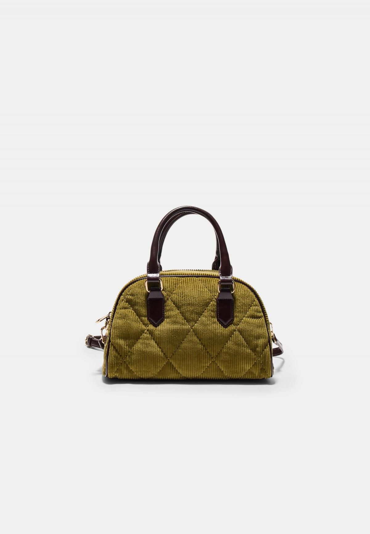 스트라디바리우스 퀼팅 코듀로이 배색 볼링백 3681/911 OLIVE GREEN - 메인 이미지