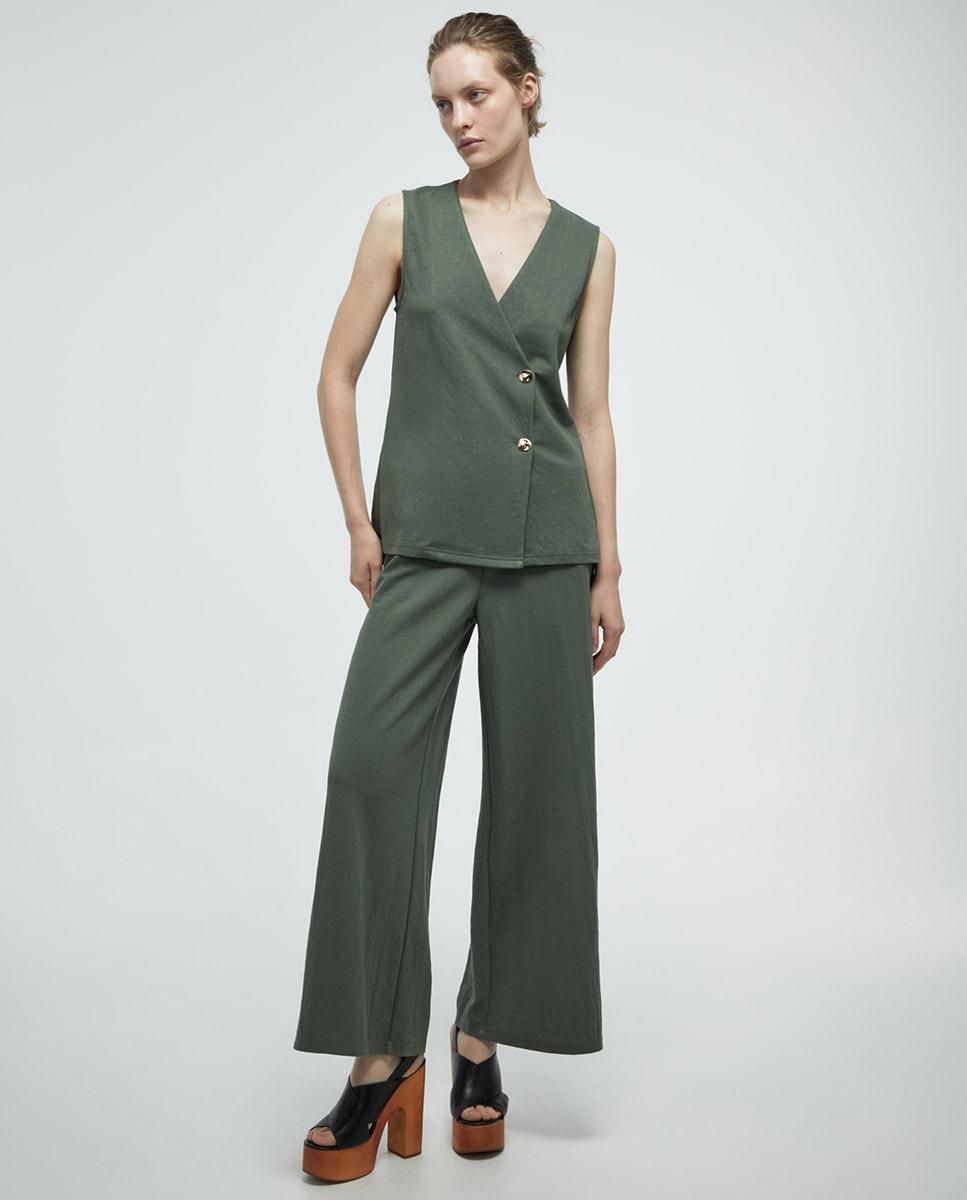 스페라 린넨 와이드 베이직 팬츠 56262006044 KAKI - 상세 이미지 2