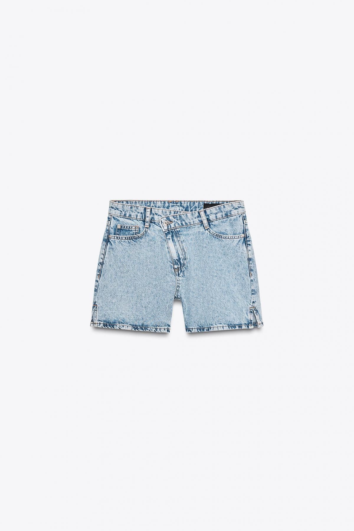 자라 하이웨이스트 크로스 테크니컬 데님 반바지 5862/151 LIGHT BLUE - 메인 이미지