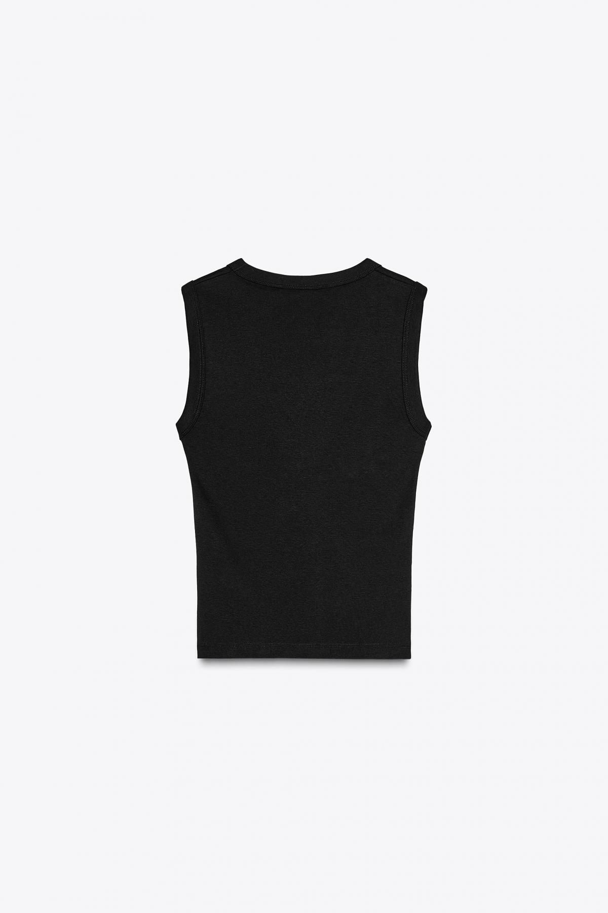 자라 슬림핏 브이넥 민소매 티셔츠 4174/319 BLACK - 상세 이미지 5