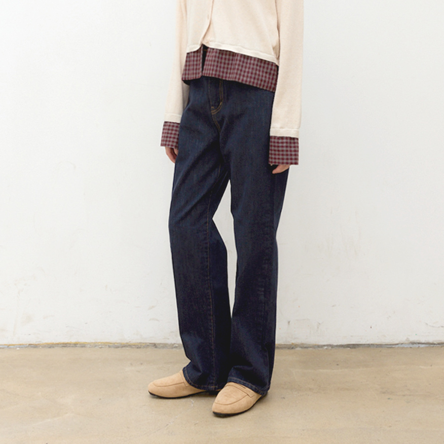 어센틱 로우 데님 생지 스트레이트 진 (DEEPBLUE, 3 SIZE) - 상품 이미지