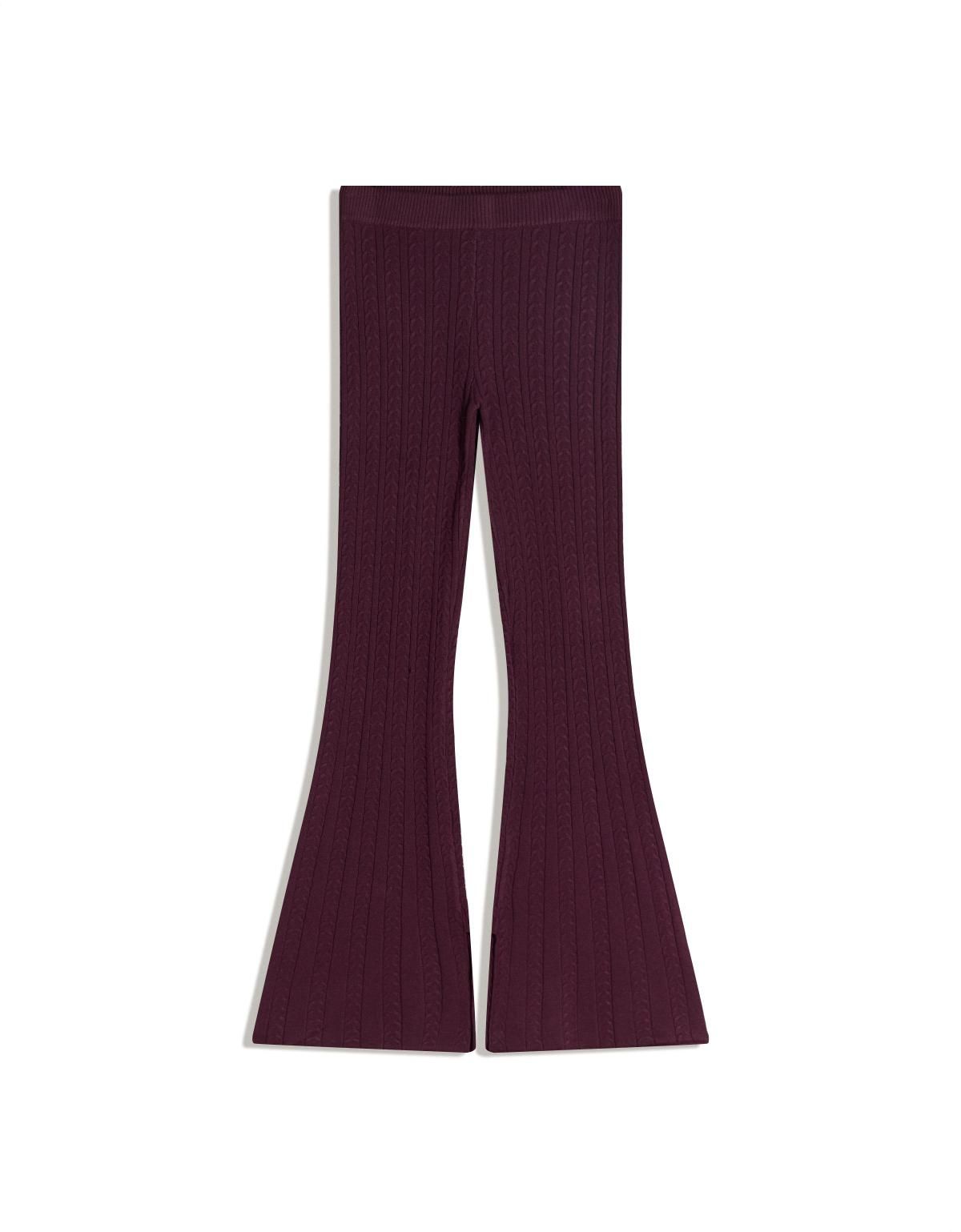 버쉬카 케이블 니트 부츠컷 플레어 팬츠 6162/376 BURGUNDY - 상세 이미지 3