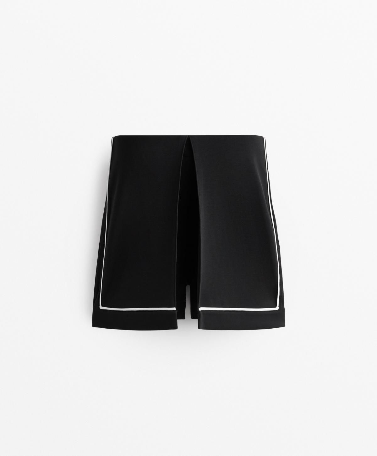 오이쇼 모달소프트 플리츠 파이핑 팬츠 스커트 1934/791 BLACK