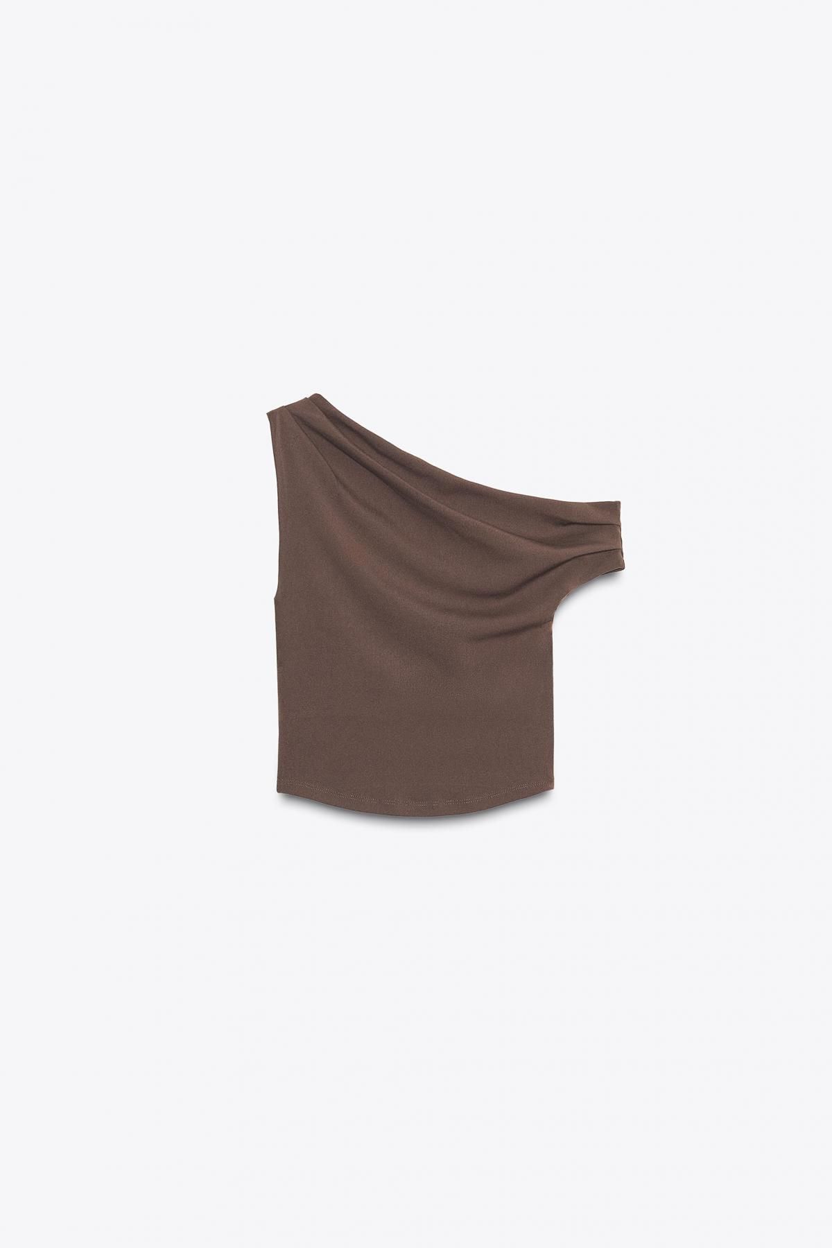 자라 트렌디 비대칭 텍스처 원숄더 탑 3641/812 BROWN - 메인 이미지