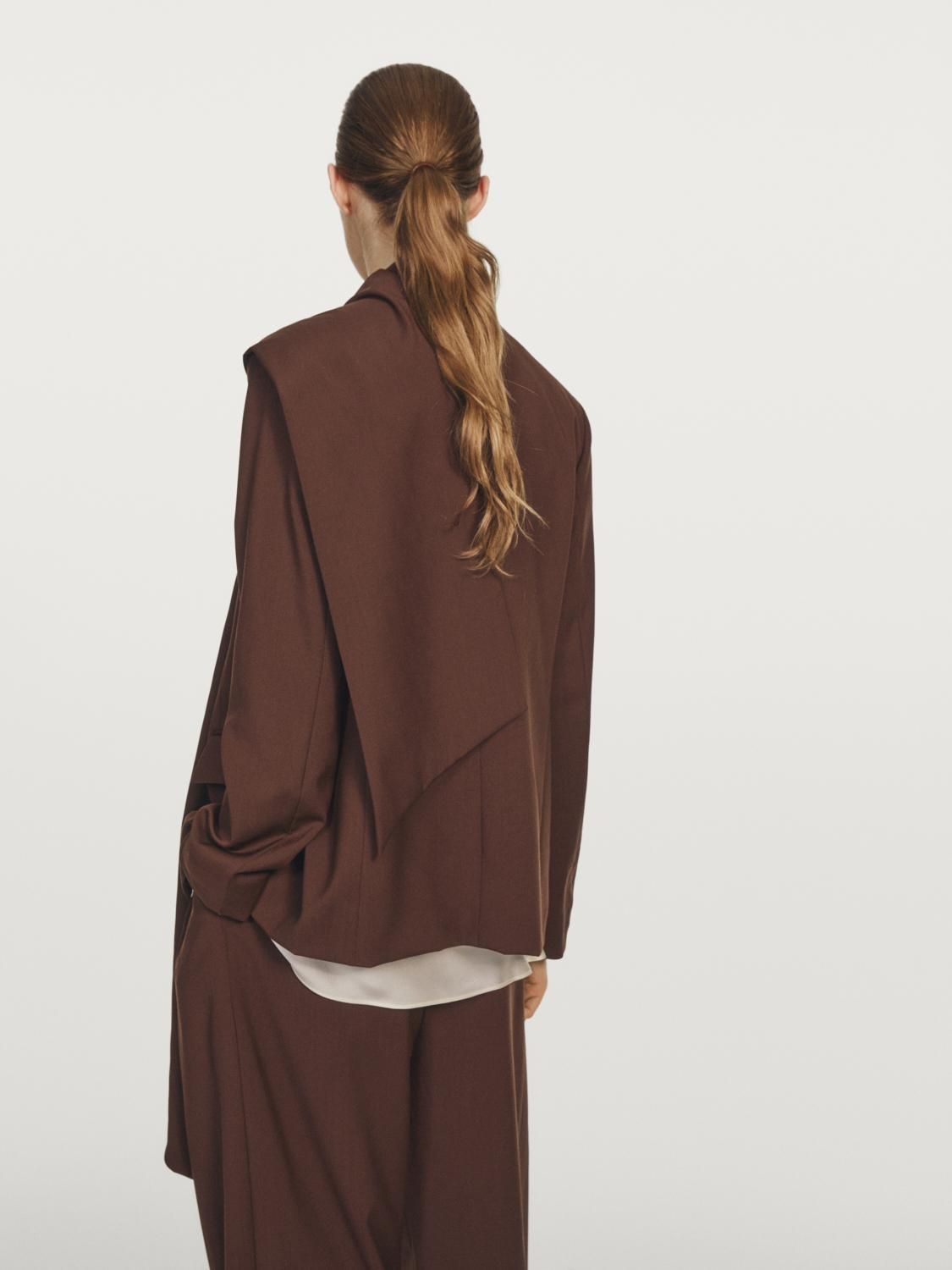 마시모두띠 테일러드 울 스카프 케이프 블레이저 9505/951 MAHOGANY - 상세 이미지 4