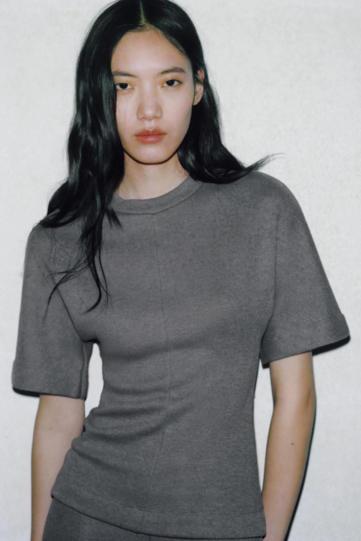 자라 소프트 슬림핏 반팔 티셔츠 0858/462 GREY MARL - 상세 이미지 3