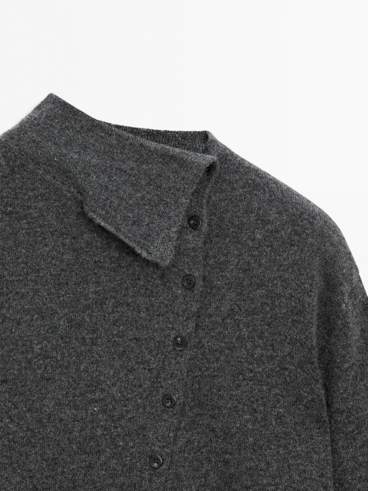 마시모두띠 프리미엄 캐시미어 하이넥 롤넥 카디건 5643/565 ANTHRACITE GREY - 상세 이미지 4