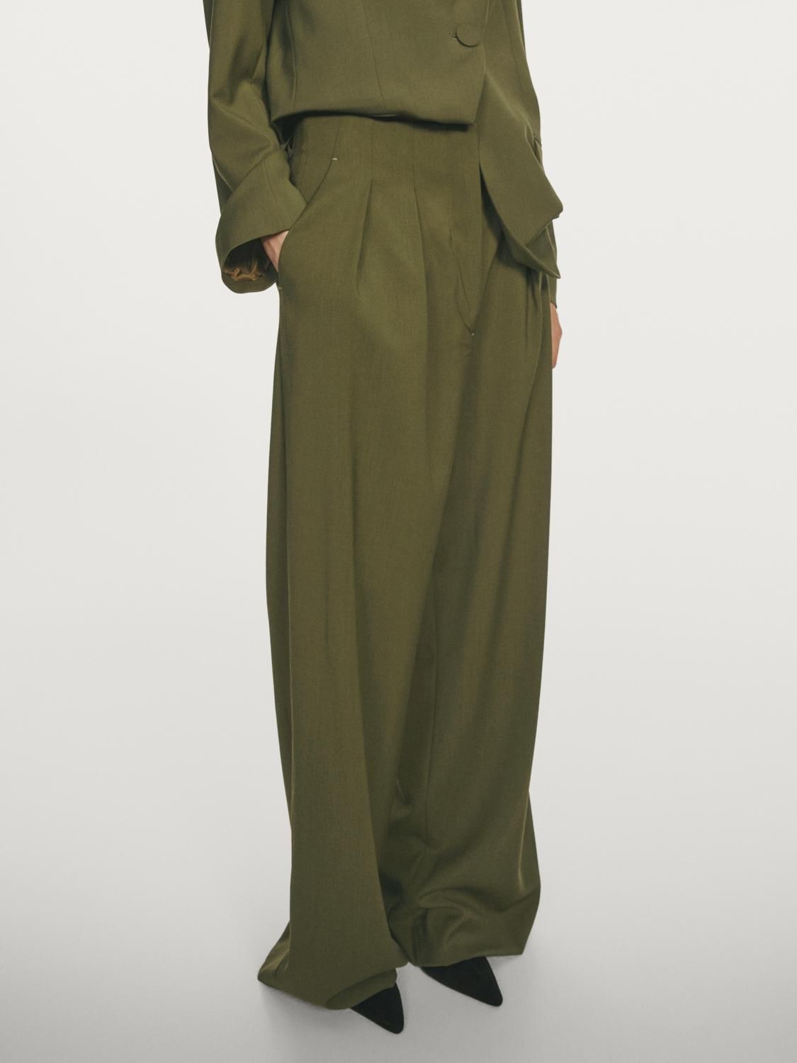 마시모두띠 테크니컬 울 와이드 다트 슬랙스 팬츠 9006/951 MOSS GREEN - 상품 이미지