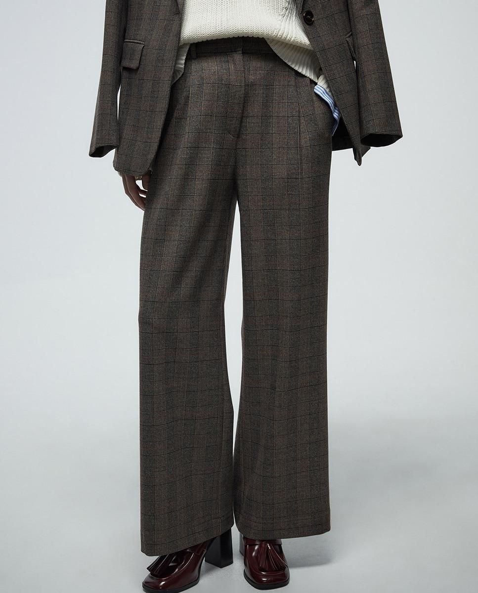 스페라 테일러드 체크 플리츠 와이드 팬츠 58405003144 MARRON - 상품 이미지