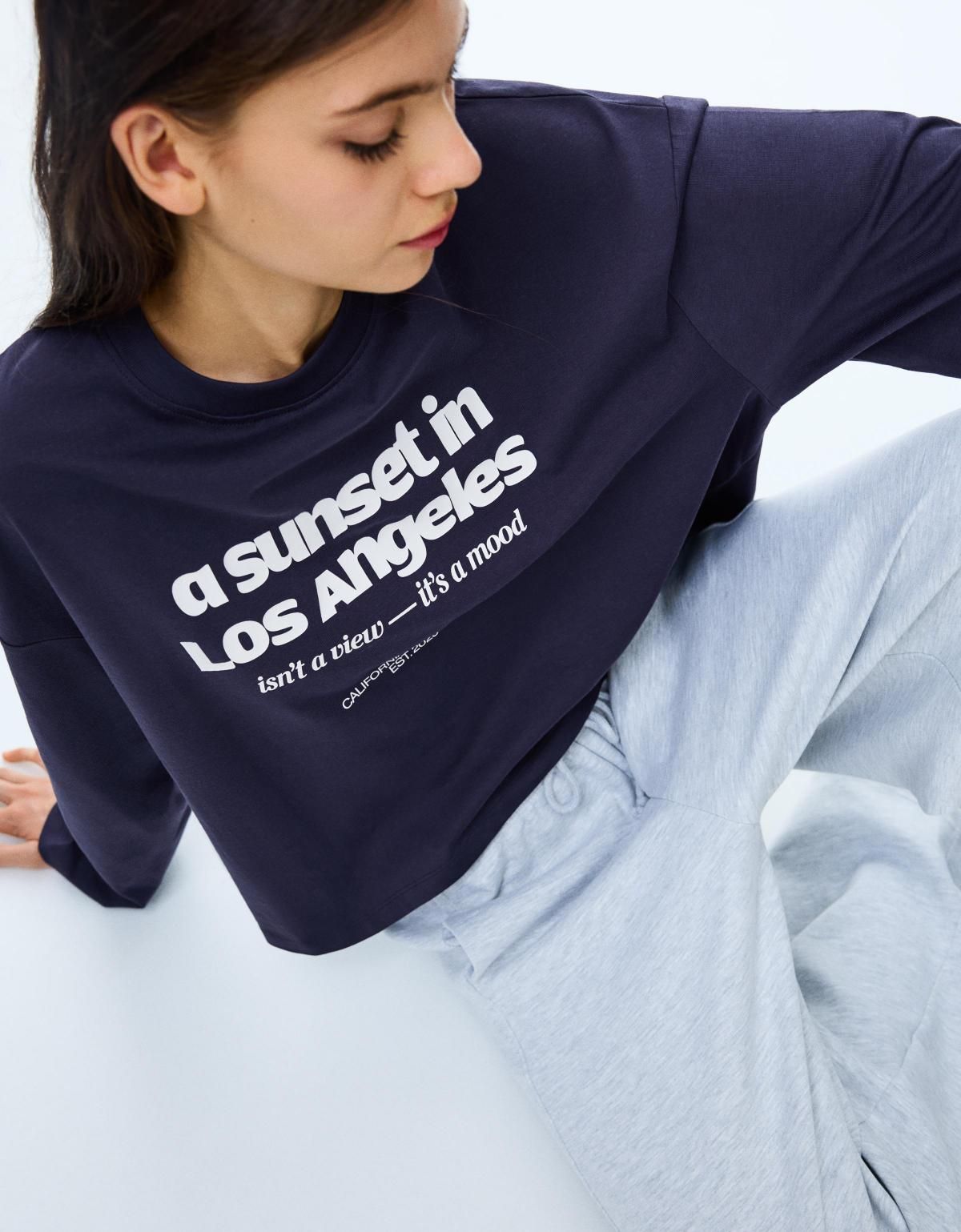 버쉬카 박시핏 프린트 롱슬리브 티셔츠 7546/093 NAVY - 상세 이미지 4